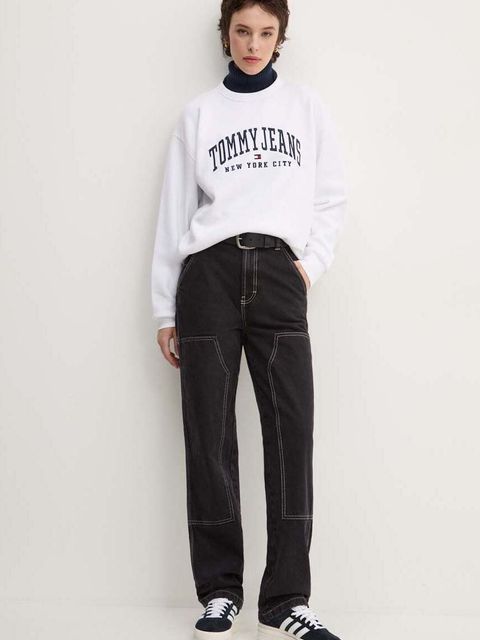 Tommy Jeans bluza damska kolor biały z aplikacją DW0DW19824