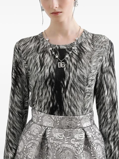 Dolce & Gabbana fur-print blouse - Black