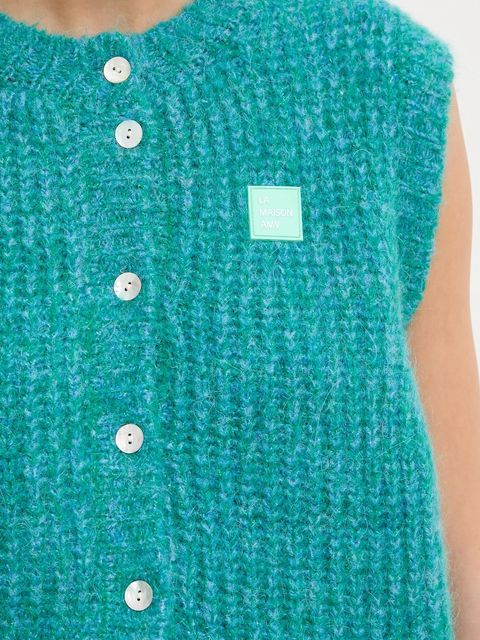 American Vintage kamizelka z dodatkiem wełny damski kolor turkusowy ciepły EAST19MM