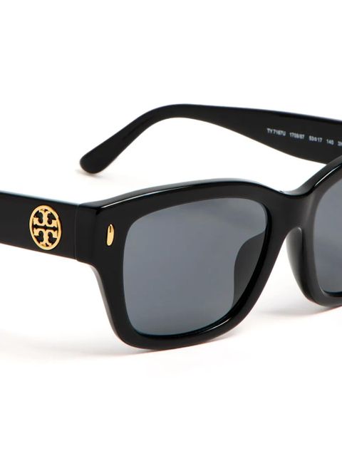 Tory Burch logo-plaque square-frame sunglasses - Black
