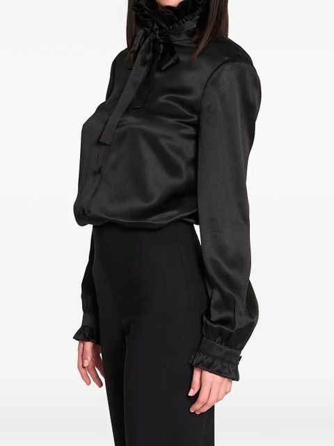 Gucci ruffled bow silk shirt - Black - zdjęcie produktu nr 2