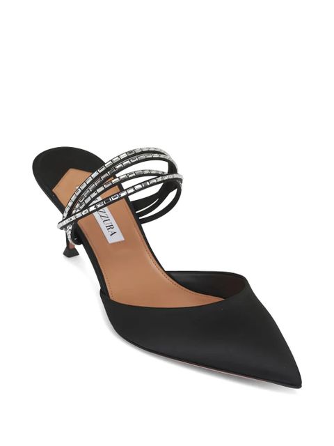 Aquazzura Luce embellished-strap heeled mules - Black - zdjęcie produktu nr 2