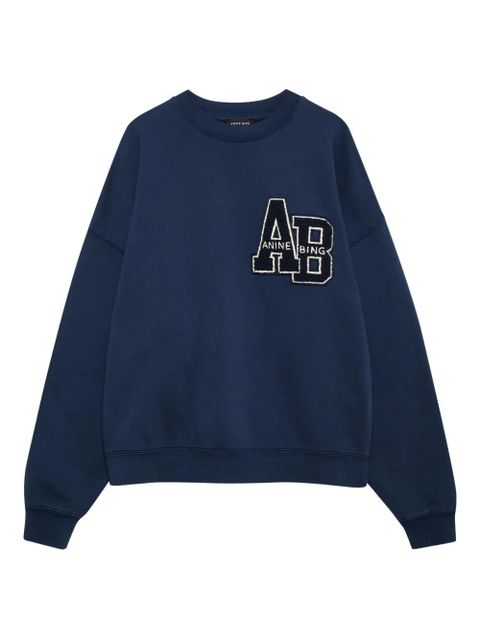 ANINE BING Miles Letterman embroidered-logo sweatshirt - Blue - zdjęcie produktu nr 1