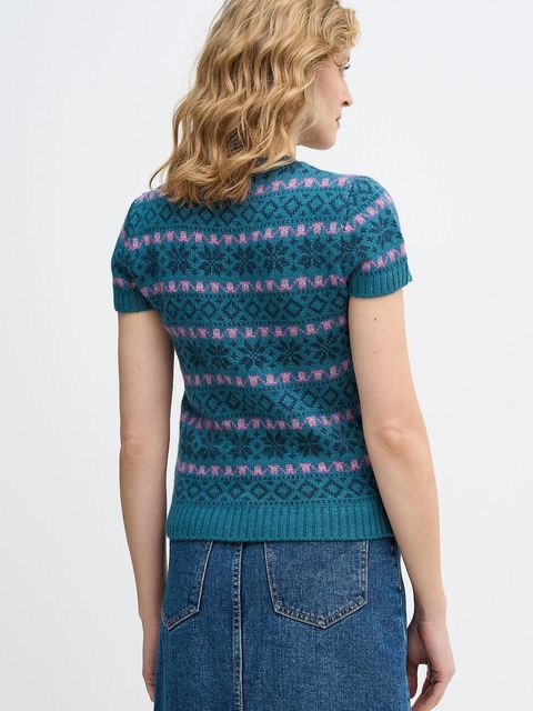 United Colors of Benetton sweter z dodatkiem wełny x Stranger Things damski kolor turkusowy 171RE10EN