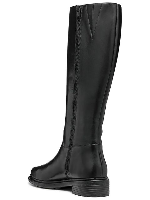 Geox kozaki skórzane D WALK PLEASURE damskie kolor czarny na płaskim obcasie D46TGD 00043 C9999