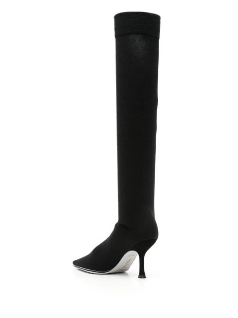 René Caovilla 70mm crystal-embellished knitted boots - Black