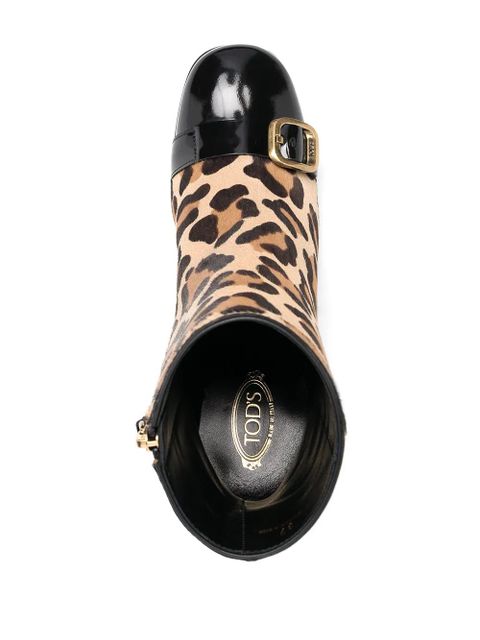 Tod's leopard print heeled boots - Brown