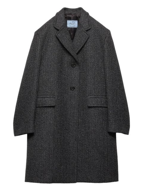 Prada herringbone notched-lapel coat - Grey - zdjęcie produktu nr 1