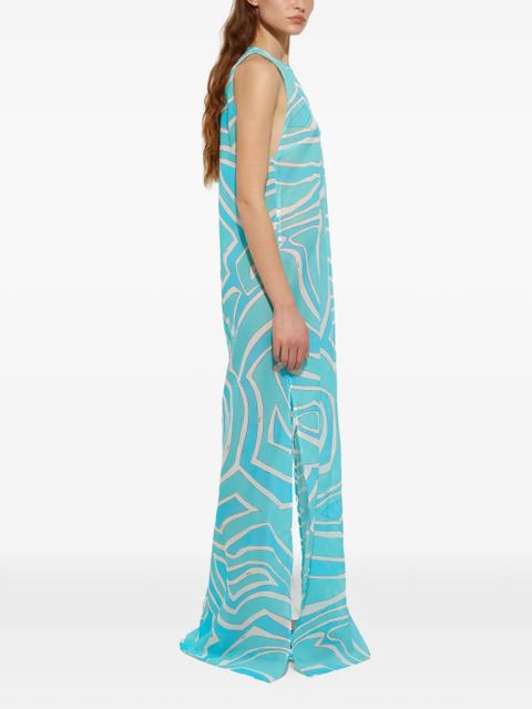 PUCCI Labirinto-print long dress - Blue