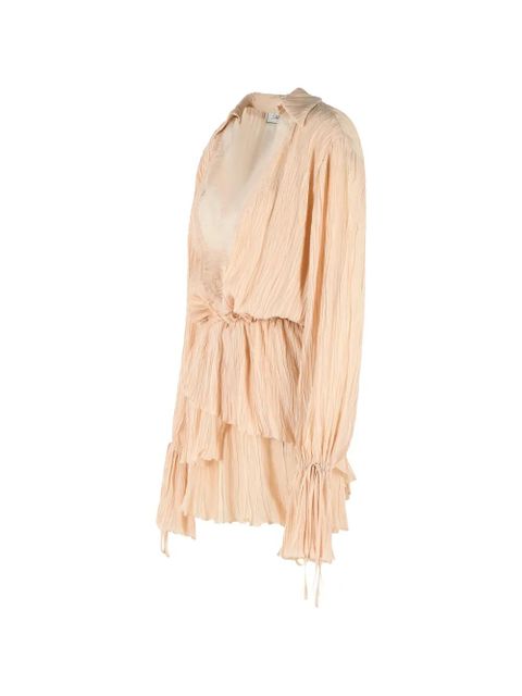 Blumarine belted pleated mini dress - Neutrals