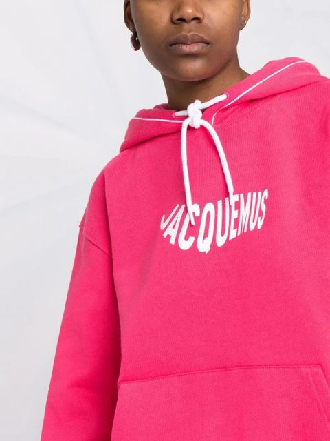Jacquemus logo wave print hoodie - Pink
