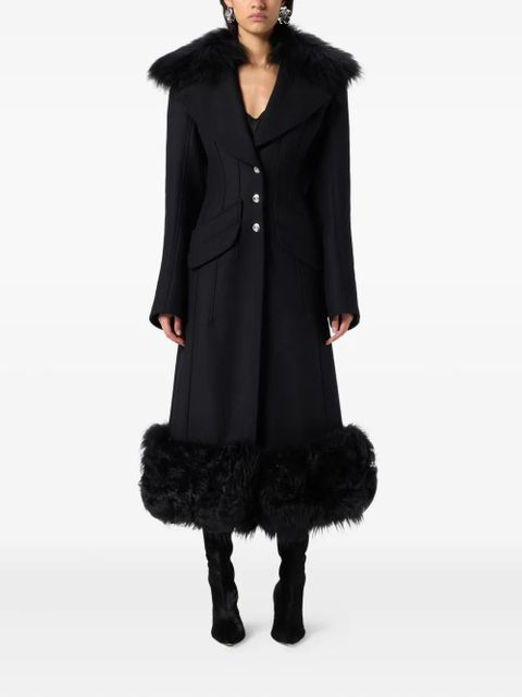 Blumarine faux-fur-trimmed coat - Black - zdjęcie produktu nr 2