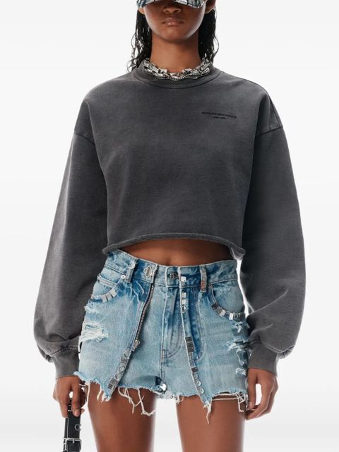 Alexander Wang embroidered-logo cropped sweatshirt - Grey