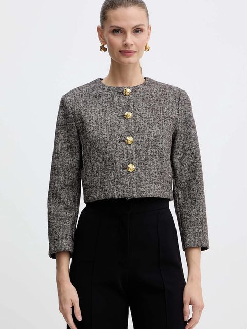 Pinko marynarka z domieszką wełny kolor brązowy jednorzędowa gładka 105708 A2QX - zdjęcie produktu nr 1