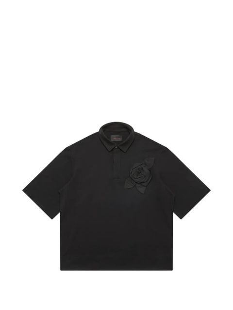 Simone Rocha rose appliqué polo top - Black - zdjęcie produktu nr 1