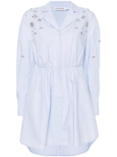 Self-Portrait crystal-embellished shirtdress - Blue - zdjęcie produktu nr 1