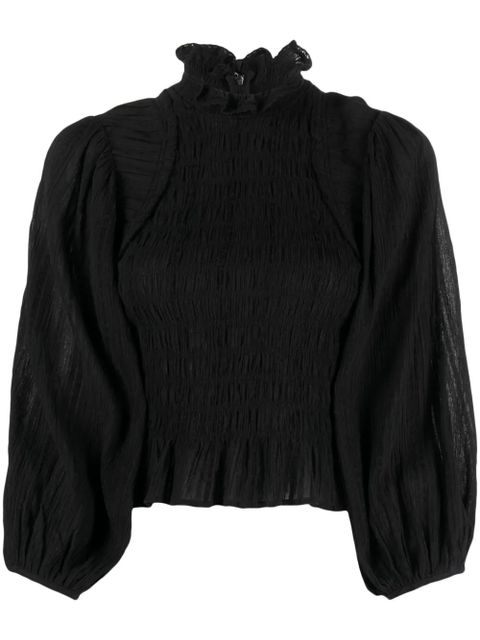 MARANT ÉTOILE Idris ruffle-smocked blouse - Black - zdjęcie produktu nr 1