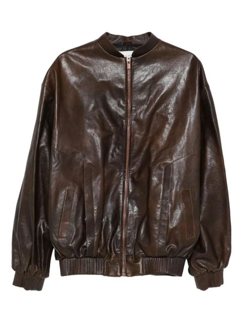 Magda Butrym zip-front leather bomber jacket - Brown - zdjęcie produktu nr 1