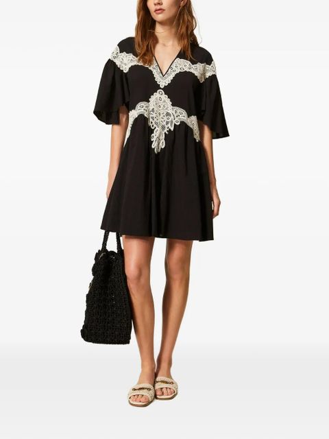 TWINSET lace V-neck mini dress - Black - zdjęcie produktu nr 2