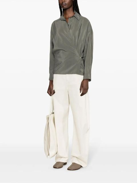 LEMAIRE draped silk blend shirt - Green - zdjęcie produktu nr 2