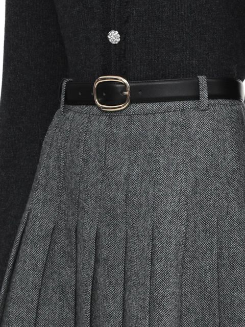 Self-Portrait pleated belted midi skirt - Grey