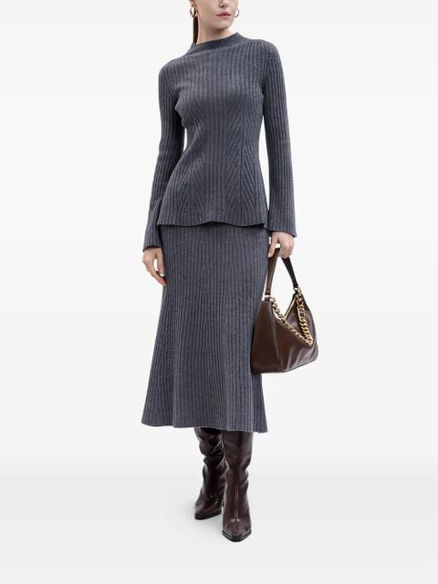 TWINSET ribbed flared midi skirt - Grey - zdjęcie produktu nr 2
