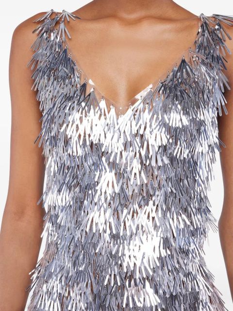 Rabanne sequin fringe mini dress - P141 SILVER
