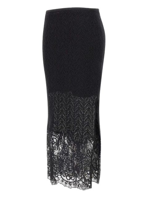 Blumarine textured lace-detailed midi skirt - Black - zdjęcie produktu nr 2
