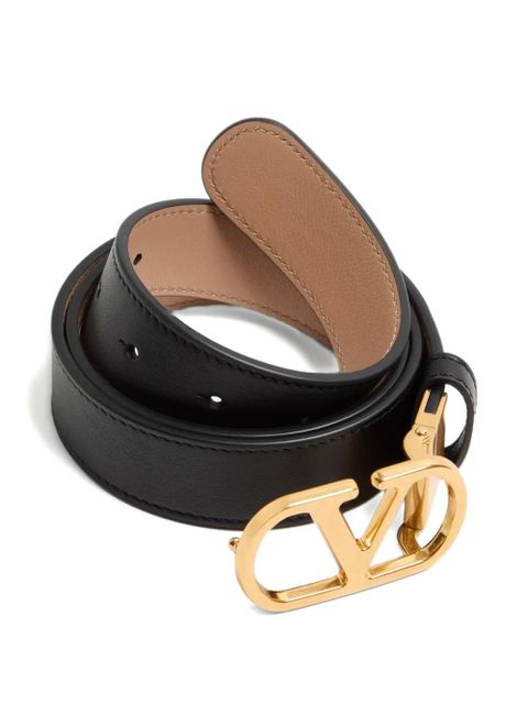 Valentino Garavani VLogo Signature reversible shiny calfskin belt - 30mm / 1.2 in. - Black - zdjęcie produktu nr 2