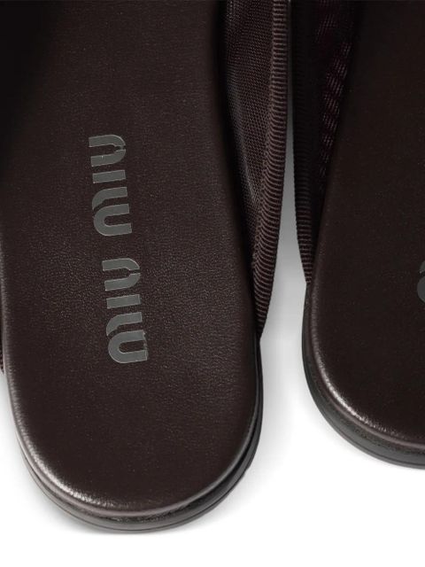 Miu Miu logo-detail flat mules - Brown