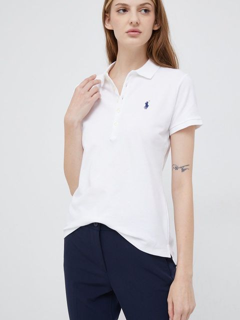 Polo Ralph Lauren polo damski kolor biały z kołnierzykiem - zdjęcie produktu nr 2
