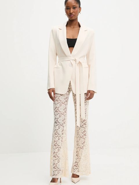 Answear.LAB marynarka kolor beżowy jednorzędowa gładka - zdjęcie produktu nr 2