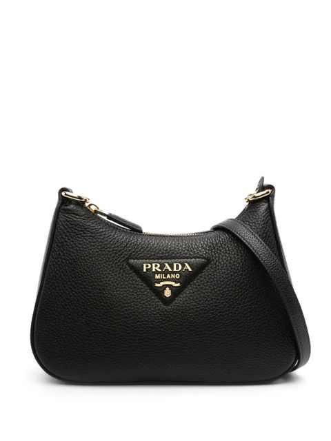 Prada enamel-triangle logo shoulder bag - Black - zdjęcie produktu nr 1