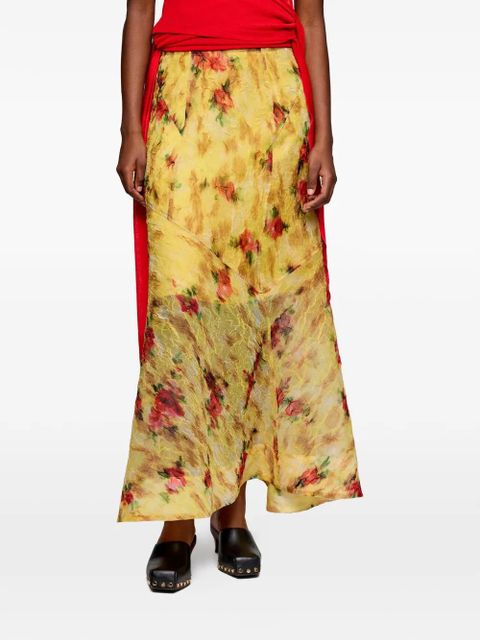 GANNI floral-print maxi skirt - Yellow