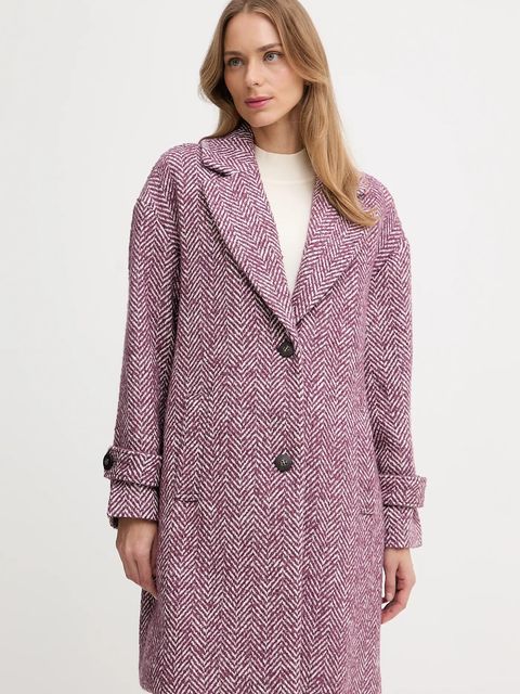 United Colors of Benetton płaszcz z dodatkiem wełny kolor fioletowy 2M9SDN08T - zdjęcie produktu nr 1