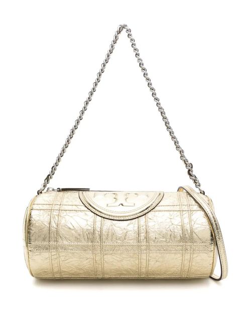 Tory Burch Fleming piped-trim metallic-leather tote bag - Gold - zdjęcie produktu nr 1