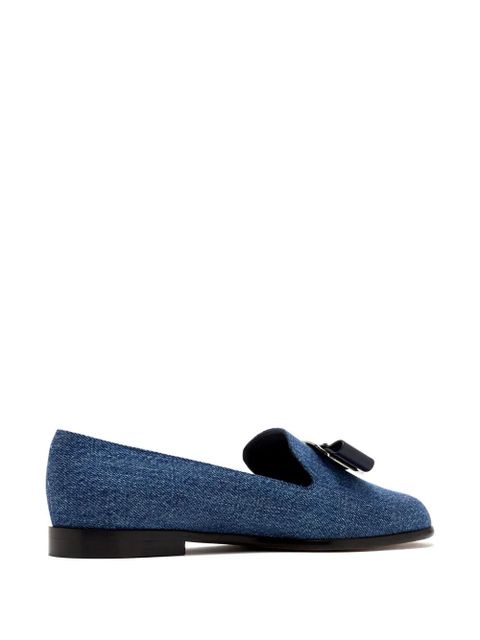 Ferragamo buckle-detailed denim loafers - Blue
