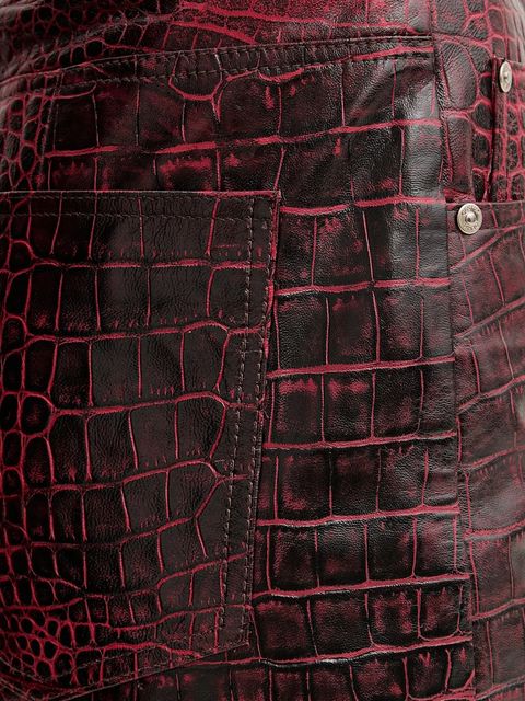 Gestuz spodnie skórzane damskie kolor czerwony szerokie high waist 10910742