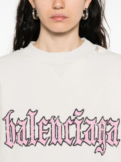 Balenciaga pleated-hem logo dress - Neutrals - zdjęcie produktu nr 2