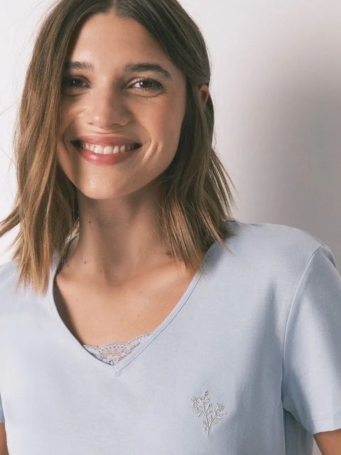 women'secret komplet piżamowy bawełniany damska kolor niebieski bawełniana 3592471