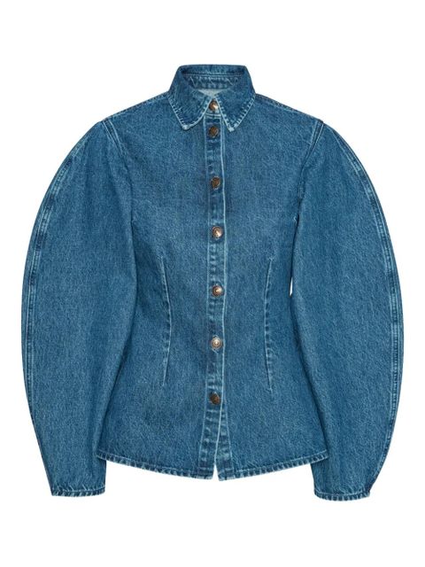 ROTATE BIRGER CHRISTENSEN puff-sleeves fitted denim shirt - Blue - zdjęcie produktu nr 1