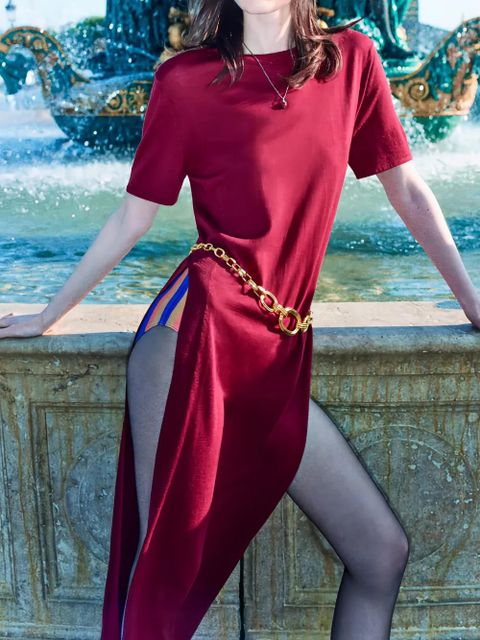 Saint Laurent short sleeve maxi dress - Red