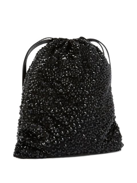 PINKO crystal-embellished drawstring clutch - Black