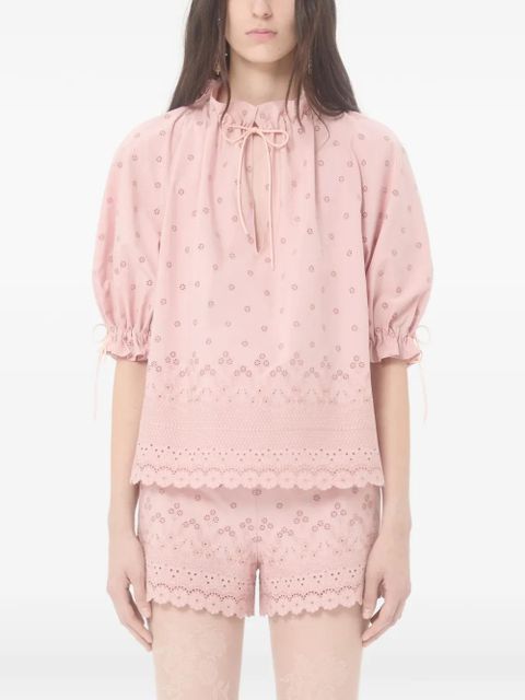 Valentino Garavani puffed-sleeve ruffle blouse - Pink