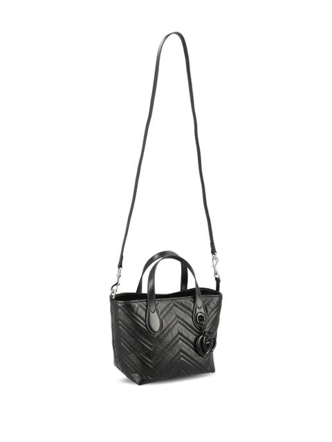 Gucci chevron logo charm shoulder bag - Black