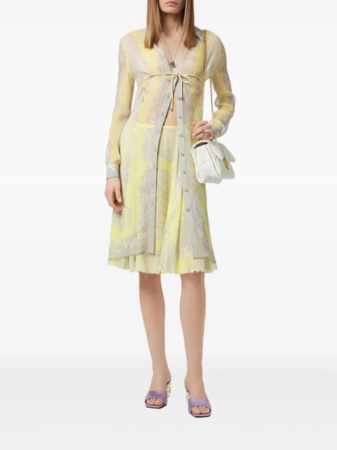 Versace Cameo silk midi skirt - Yellow