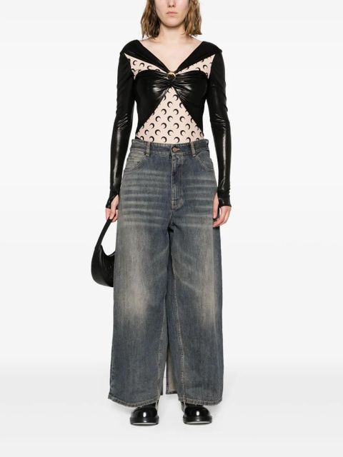 Marine Serre Regenerated laminated bodysuit - Black