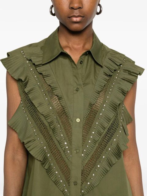 Essentiel Antwerp ruffled sleeveless shirt - Green