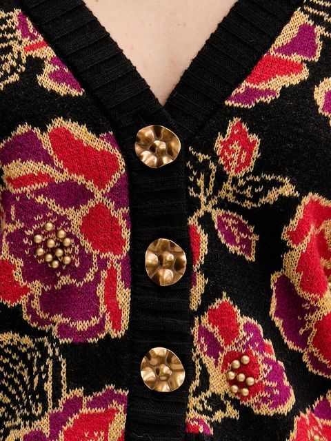 Farm Rio kardigan z domieszką wełny kolor czarny ciepły 328846