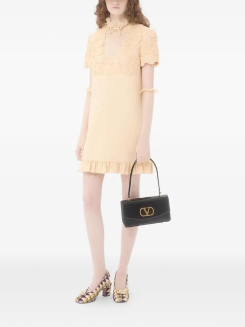 Valentino Garavani lace-embellished ruffled mini dress - Neutrals